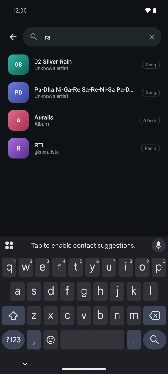 Universal search results